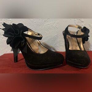 Maurices Black Heels with Floral Accent